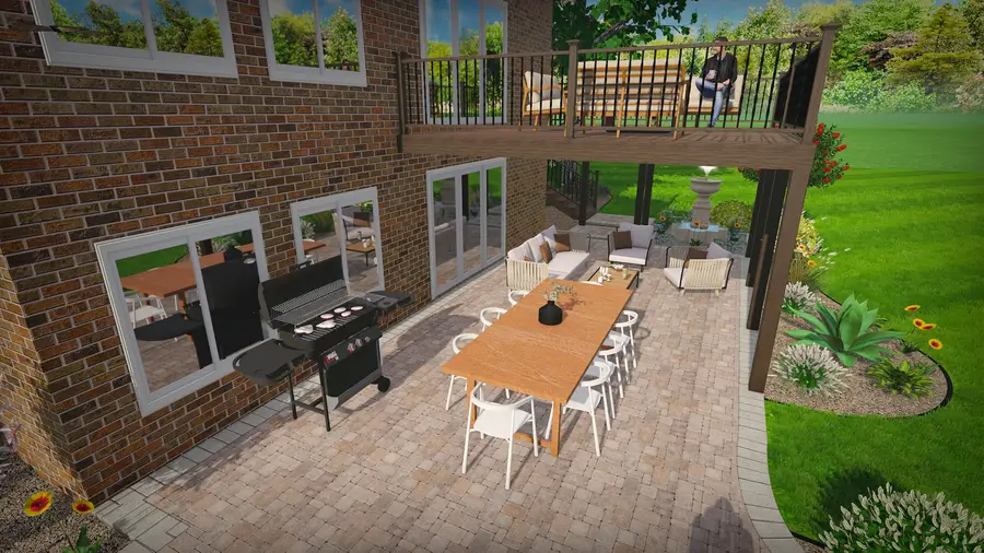 Elevated deck & fire-pit patio, view 2