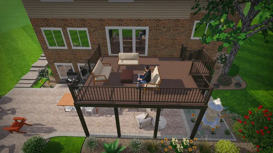Elevated deck & fire-pit patio, view 4