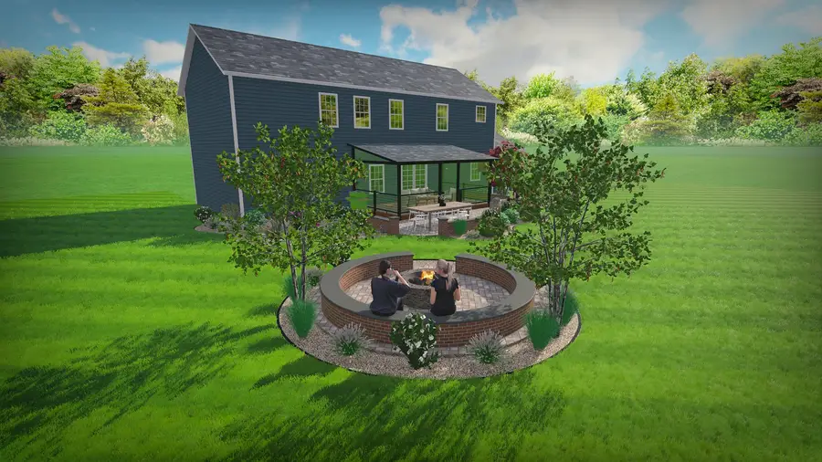 Fire circle & screened patio, view 2
