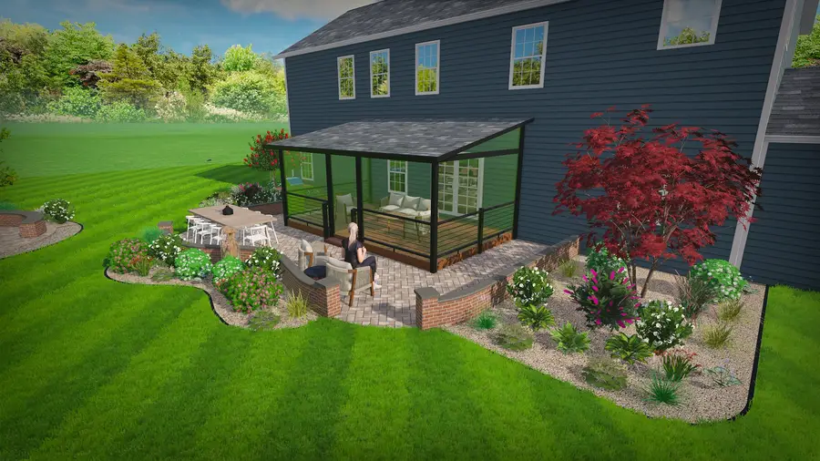 Fire circle & screened patio, view 3