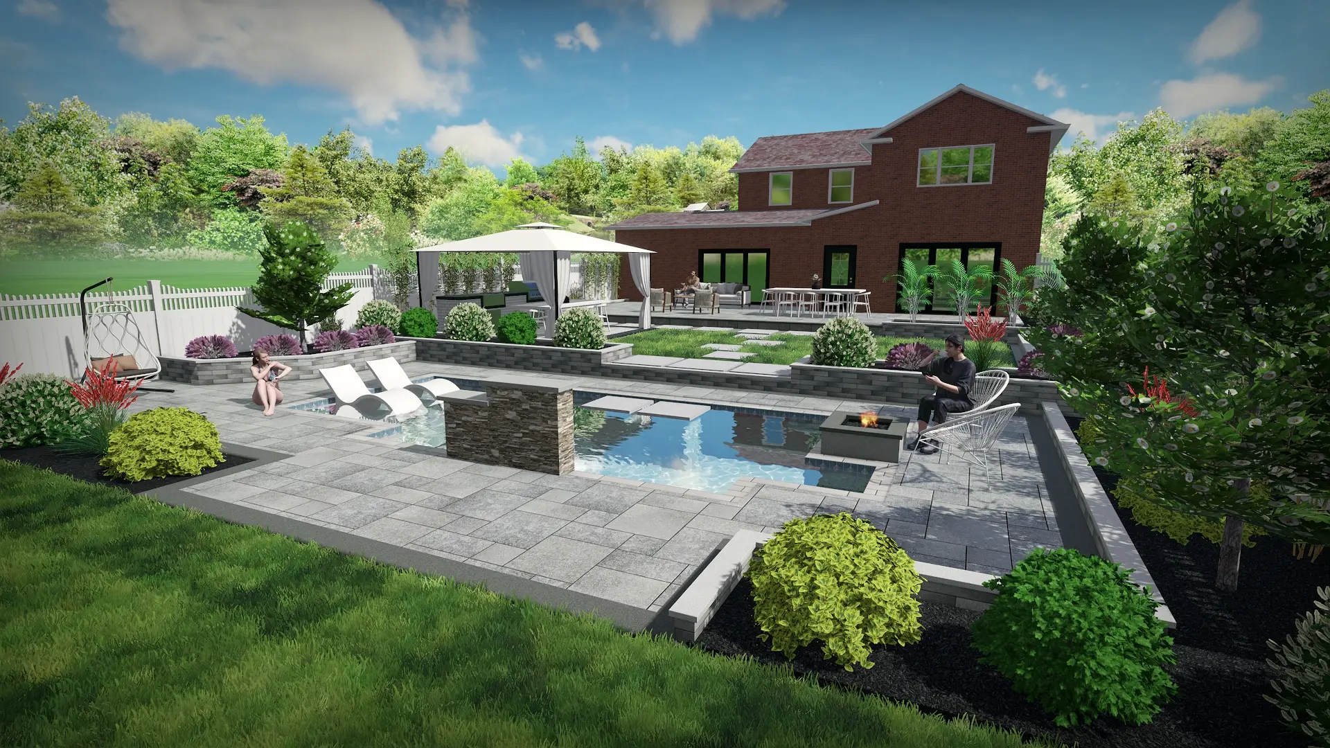 Gazebo kitchen & lap pool