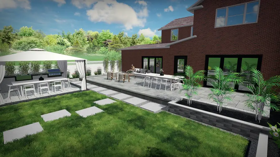 Gazebo kitchen & lap pool, view 5