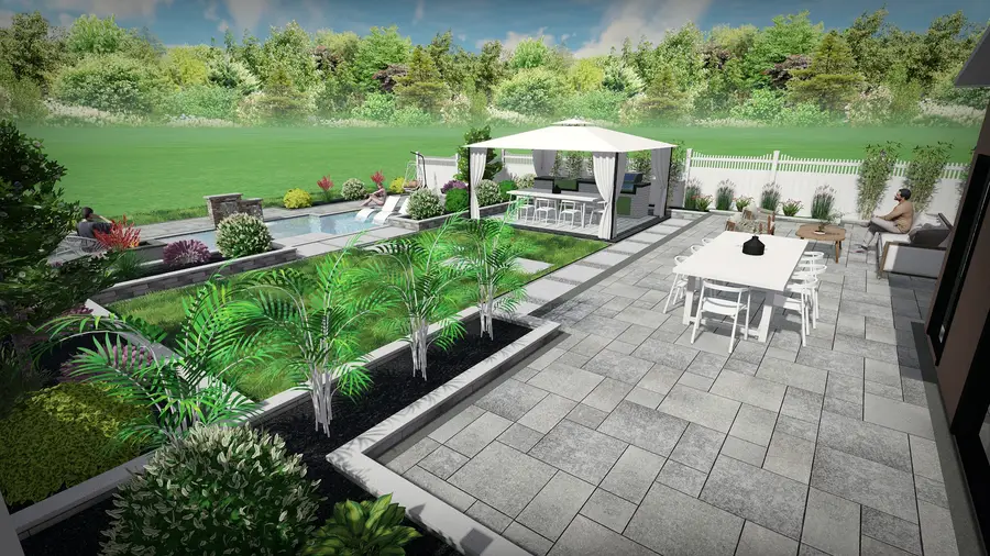 Gazebo kitchen & lap pool, view 6