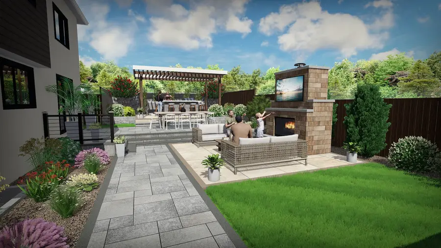 Pergola kitchen & fireplace lounge, view 7