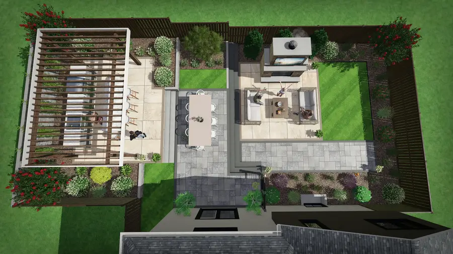 Pergola kitchen & fireplace lounge, view 8